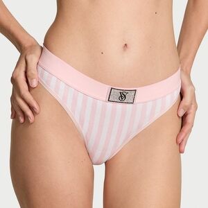 Victoria's Secret Pink and White Rhinestone Patch Thong 🆕